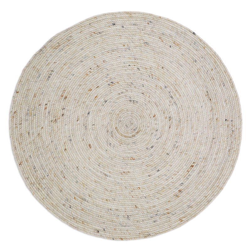 Vloerkleed rond 160 cm wol katoen havermout