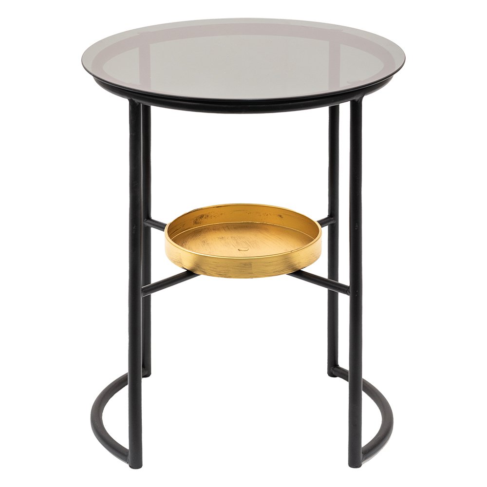 Bijzettafel Ø 43x55 cm ijzer glas zwart goud