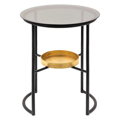 Bijzettafel Ø 43x55 cm ijzer glas zwart goud