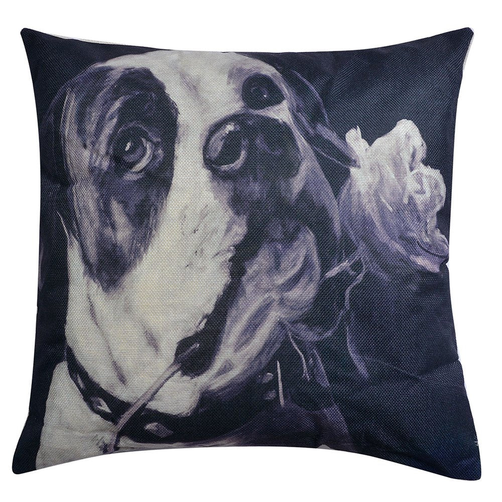 Sierkussen 43x43 cm zwart wit synthetisch