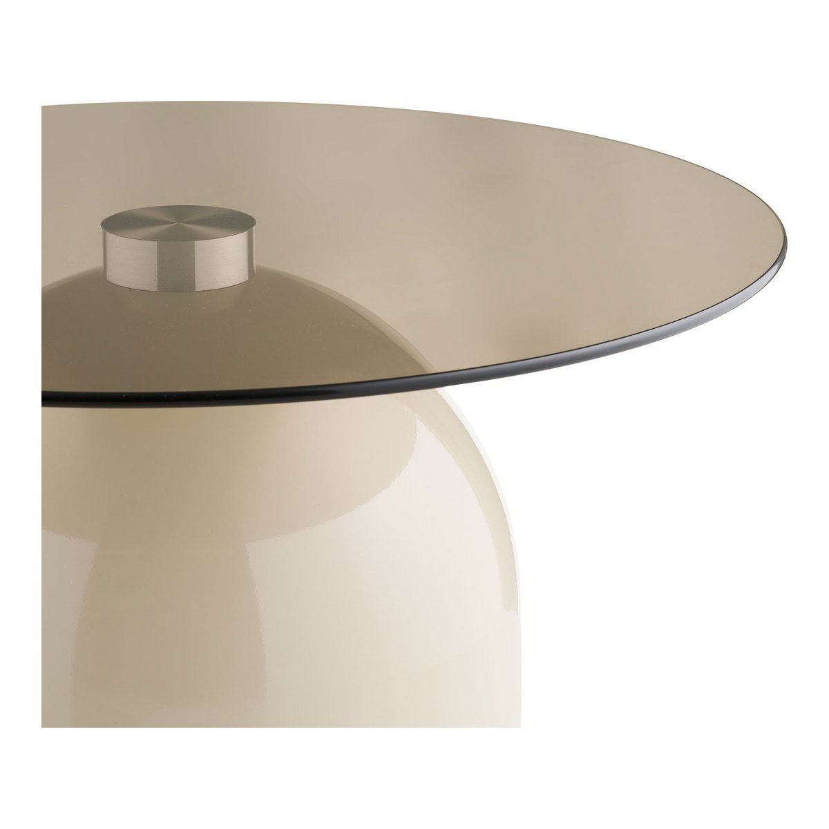 Salontafel rond ø70x33 cm glas metaal grijs/beige