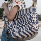 Blue shopping bag | Beach bag | Shopper KIDUL made of rattan