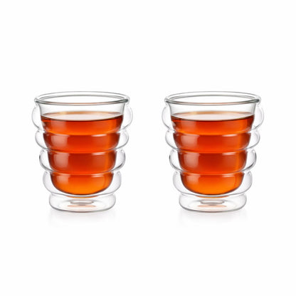Dubbelwandige glazen bekers 250 ml set van 2