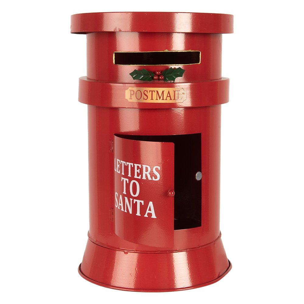 Kerstdecoratie brievenbus Ø 24x38 cm rood metaal