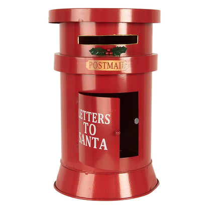 Kerstdecoratie brievenbus Ø 24x38 cm rood metaal