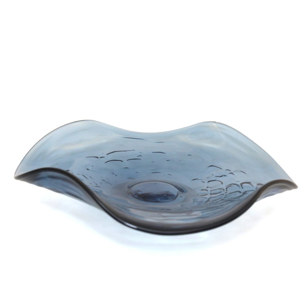 Glasobject decoratief blauw 30x30x6.5 cm