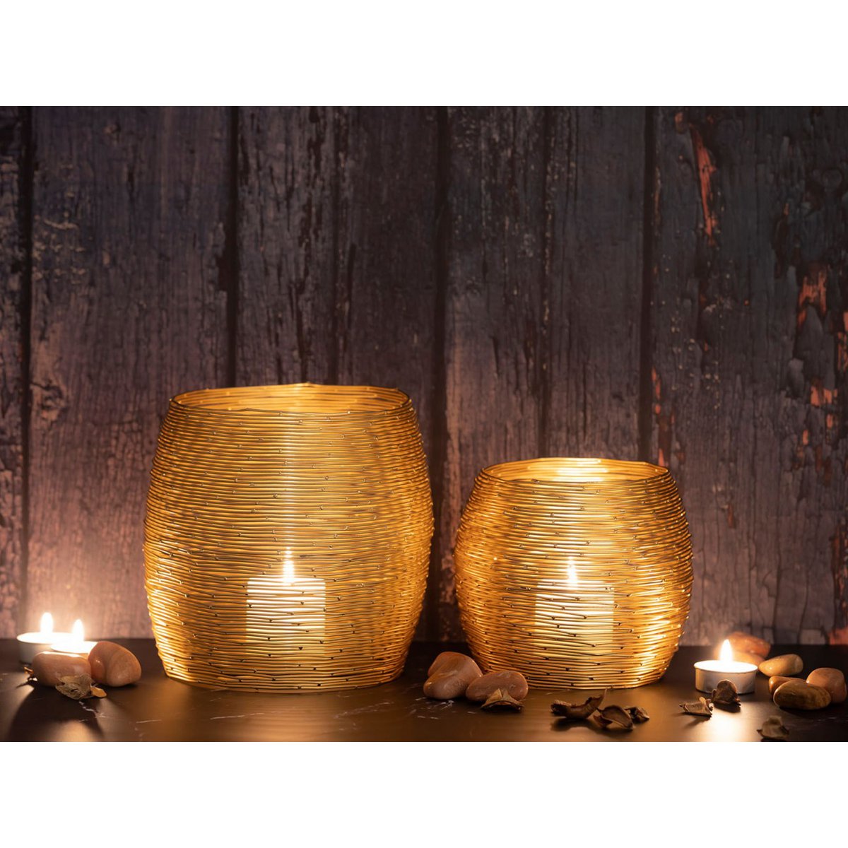 Tealight Houder 12 Delige Twee Maten Lantaarns Goud Zilver