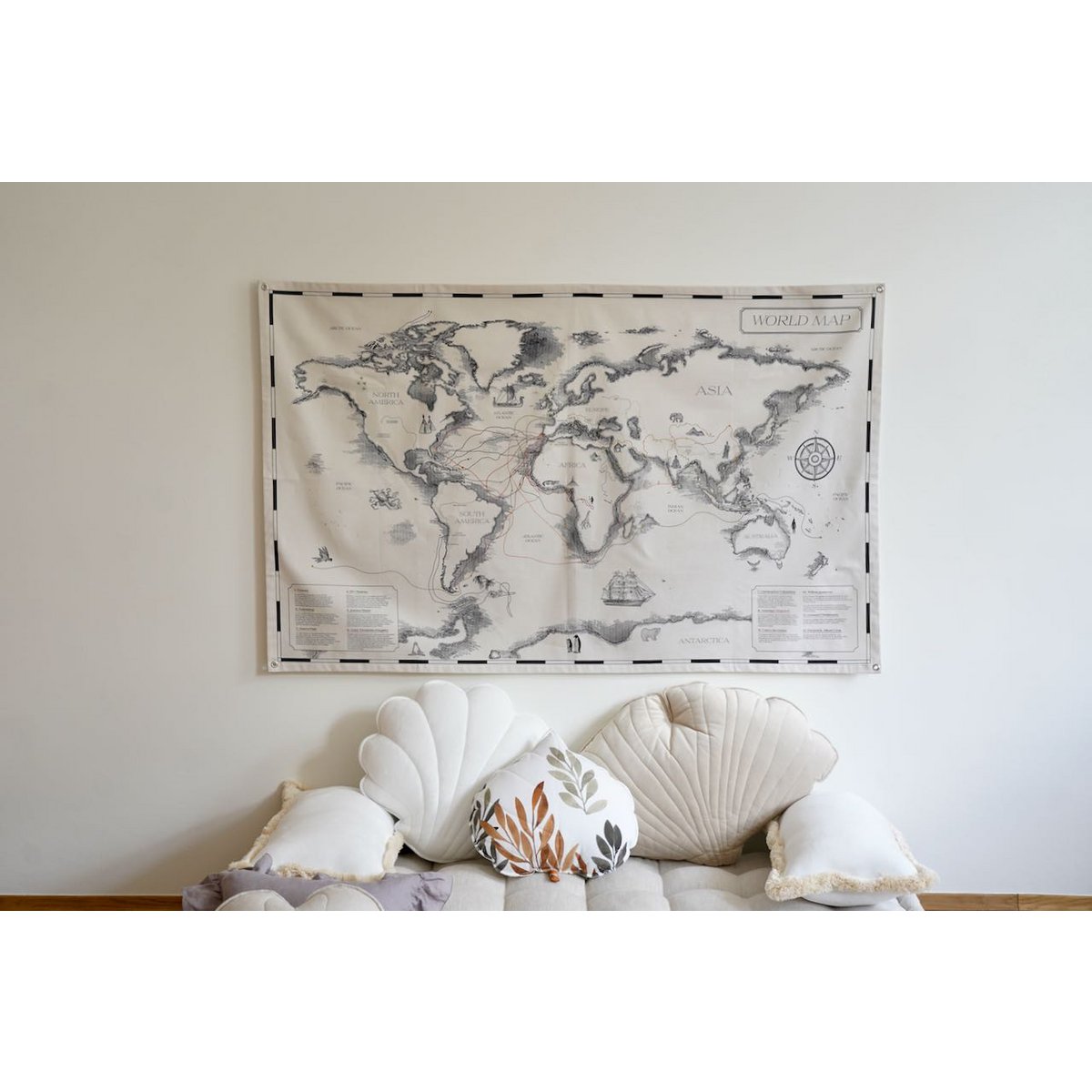 Wereldkaart kinderen 142x89 cm katoen