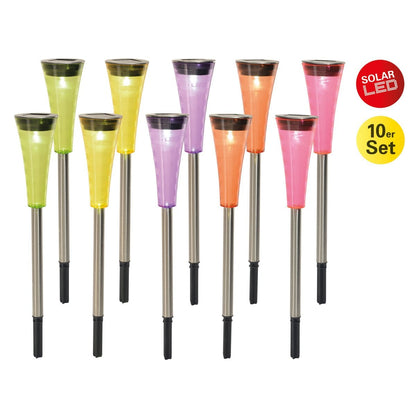 10x LED solar tuinspot wit 25 cm