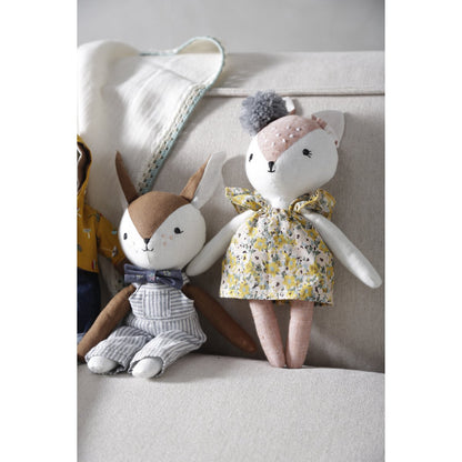 Knuffel Bambi Boy 27x15 cm bruin wit blauw