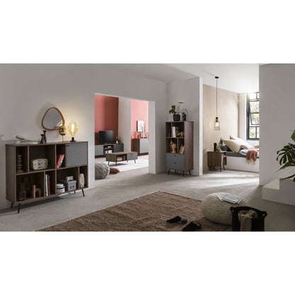 Boekenkast 118x40x76 cm walnoot grijs