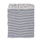 Plaid 125x150 cm katoen beige blauw zigzag