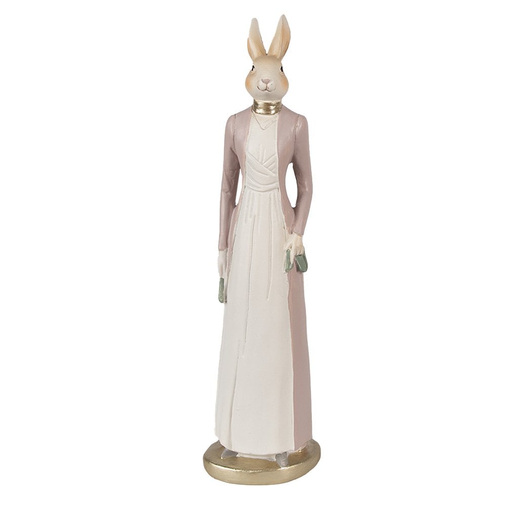 Paasdecoratie konijn 28 cm beige roze polyresin