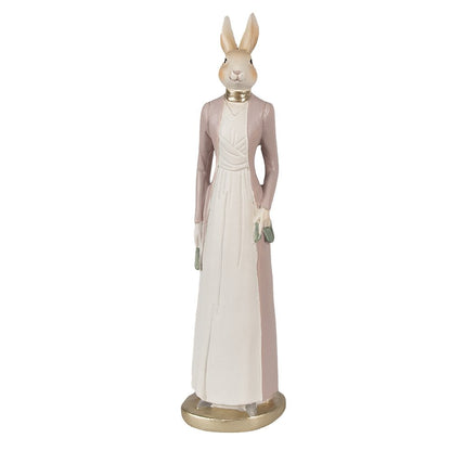 Paasdecoratie konijn 28 cm beige roze polyresin