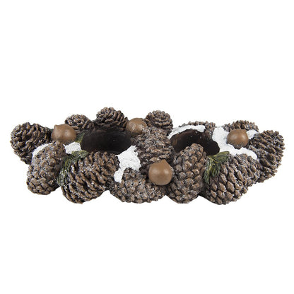 Tealight holder 27 cm Brown Polyresin Pinecones Tealight holder