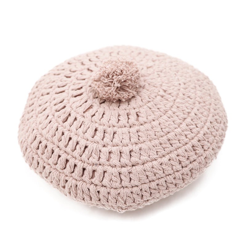 LENKA ROSE NUDE round crocheted cushion