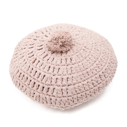 LENKA ROSE NUDE round crocheted cushion
