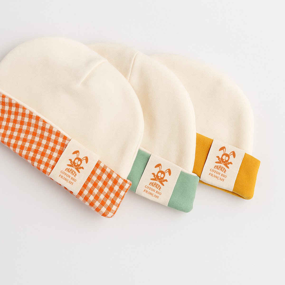 Babymuts biologisch katoen wit gingham