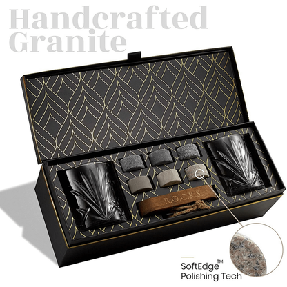 Whiskyglazen set met granieten stenen