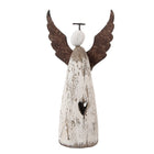 Decoratie engel 9x4x18 cm wit bruin hout