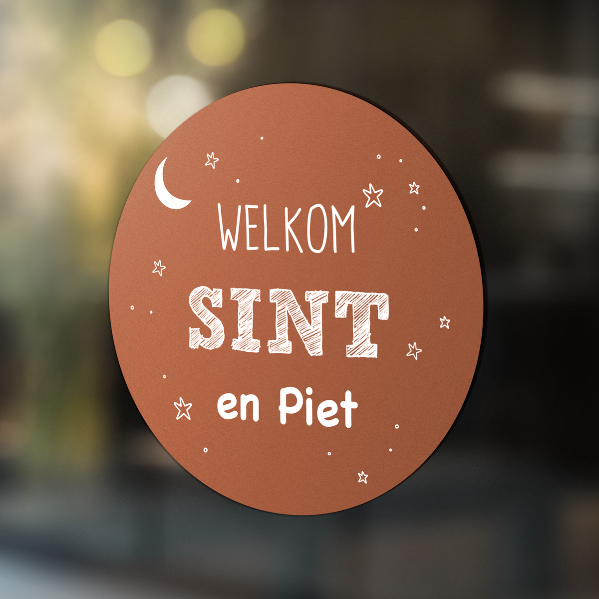 Welkom sint en piet sticker Ø30-60 cm