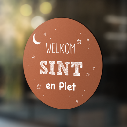 Welkom sint en piet sticker Ø30-60 cm
