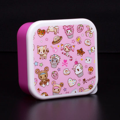 Snackdoosjes set van 4 roze wit