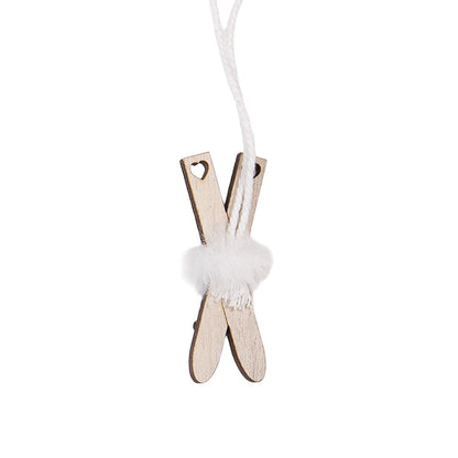 Kersthanger ski-vorm 3x1x7 cm hout beige