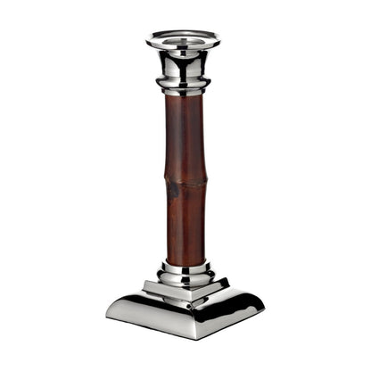 Kandelaar bamboe staal 20 cm zilver