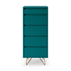 Ladekast 45x40x110 cm blauw met spiegel MDF metaal