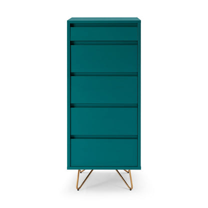 Ladekast 45x40x110 cm blauw met spiegel MDF metaal
