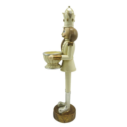 Theelichthouder notenkraker 30 cm beige bruin