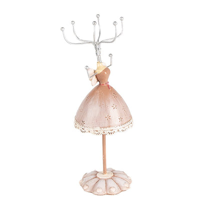 Sieraden standaard jurkje beige kunststof metaal Ø 7x19 cm