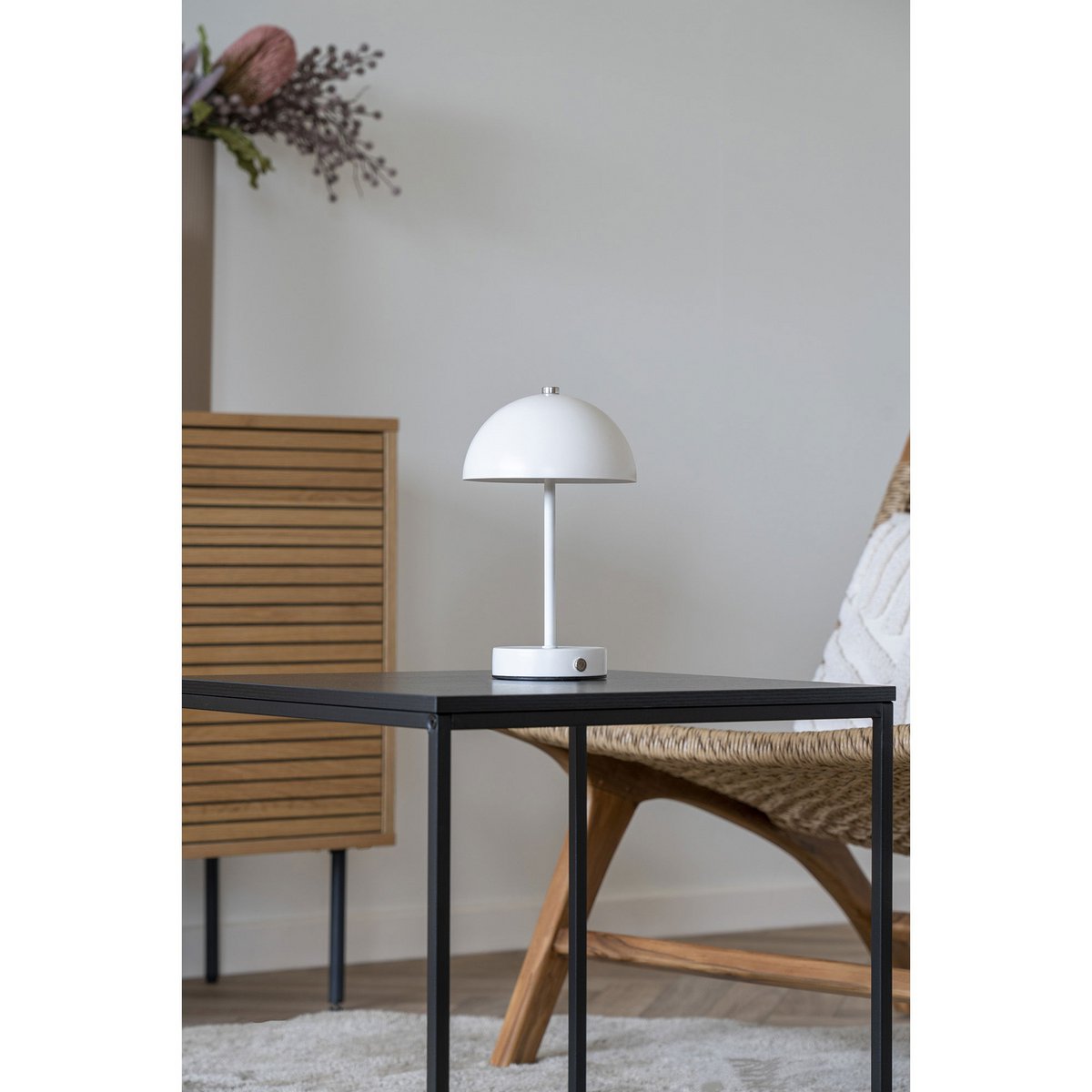 Tafellamp LED wit metaal oplaadbaar 15x15x25 cm