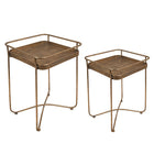 Bijzettafel set van 2 metaal goudkleurig 38x38x53 cm