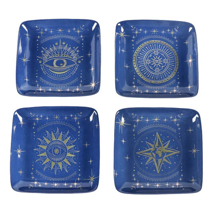 Kopjes set van 4 blauw porselein 12x12x2 cm