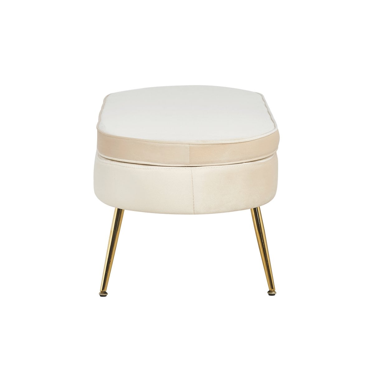 Poef ovaal 99x44x40 cm beige metaal