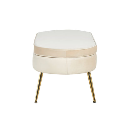 Poef ovaal 99x44x40 cm beige metaal