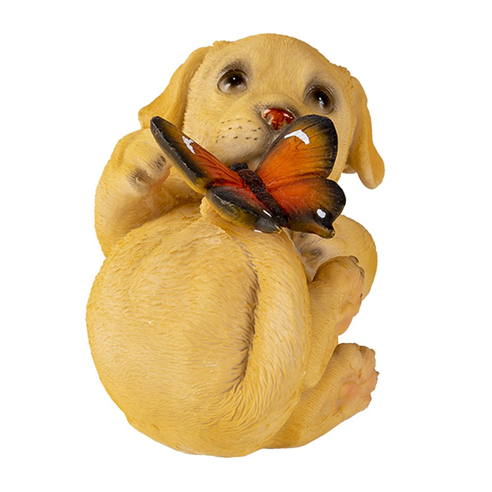Hond beeld 14x9x10 cm bruin kunststof