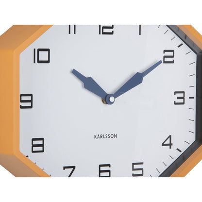 Wandklok achthoek 32 cm geel