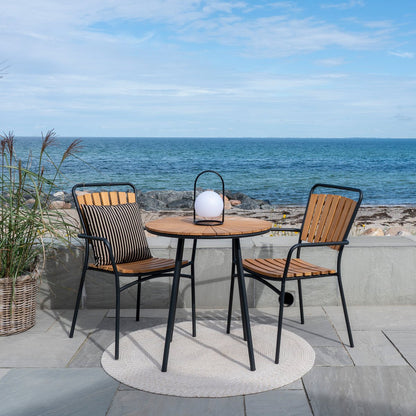 Cleveland Cafe Table With Teak Top And Black Legs Ø70x74 cm