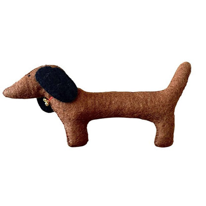 Teckel knuffel wolvilt 33x16x5 cm bruin