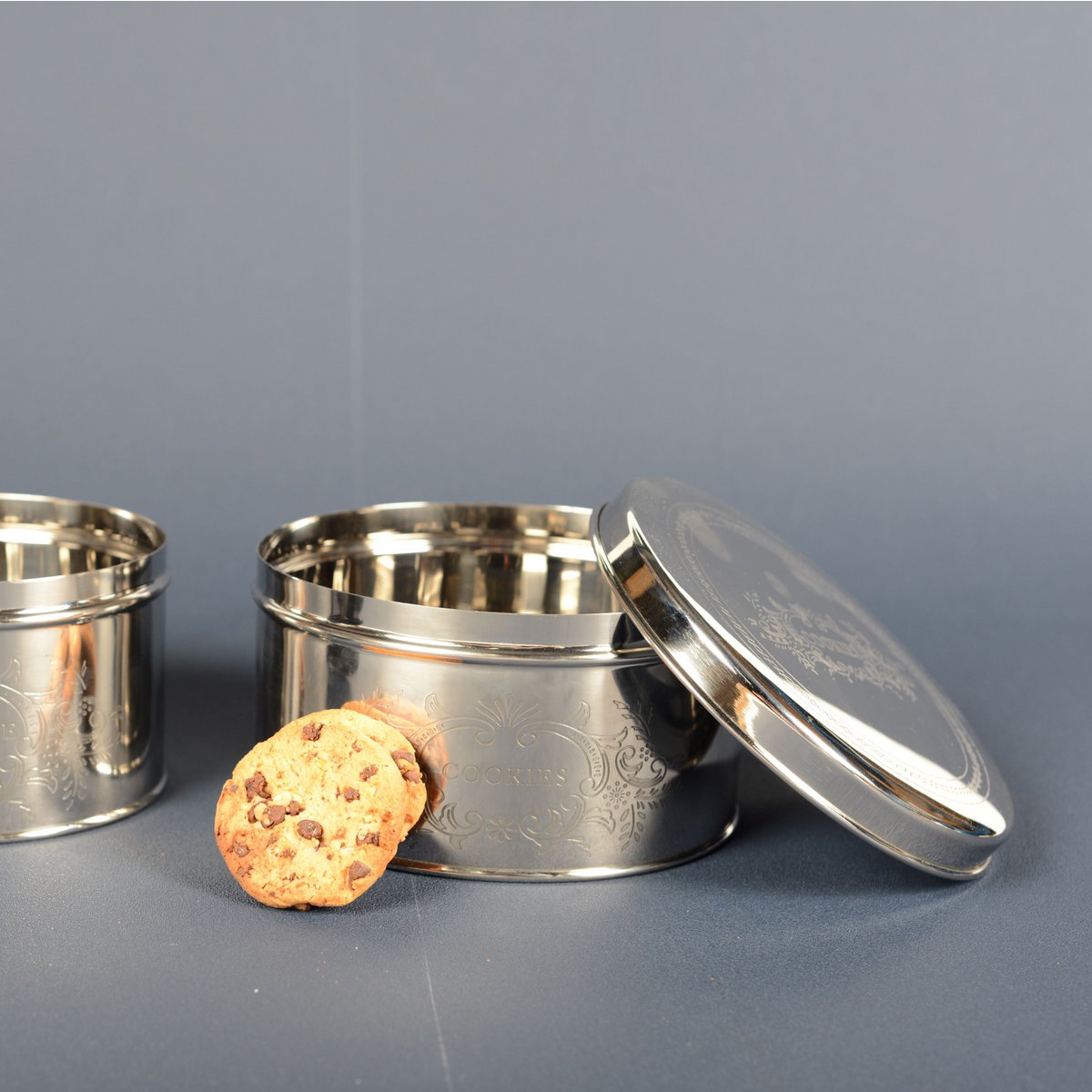 Koekjesdoos zilver 17x17x9 cm metaal