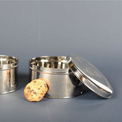 Koekjesdoos zilver 17x17x9 cm metaal