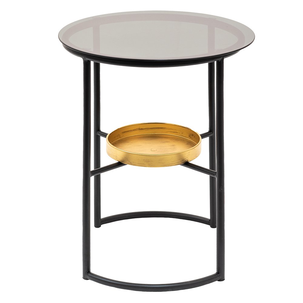 Bijzettafel Ø 43x55 cm ijzer glas zwart goud