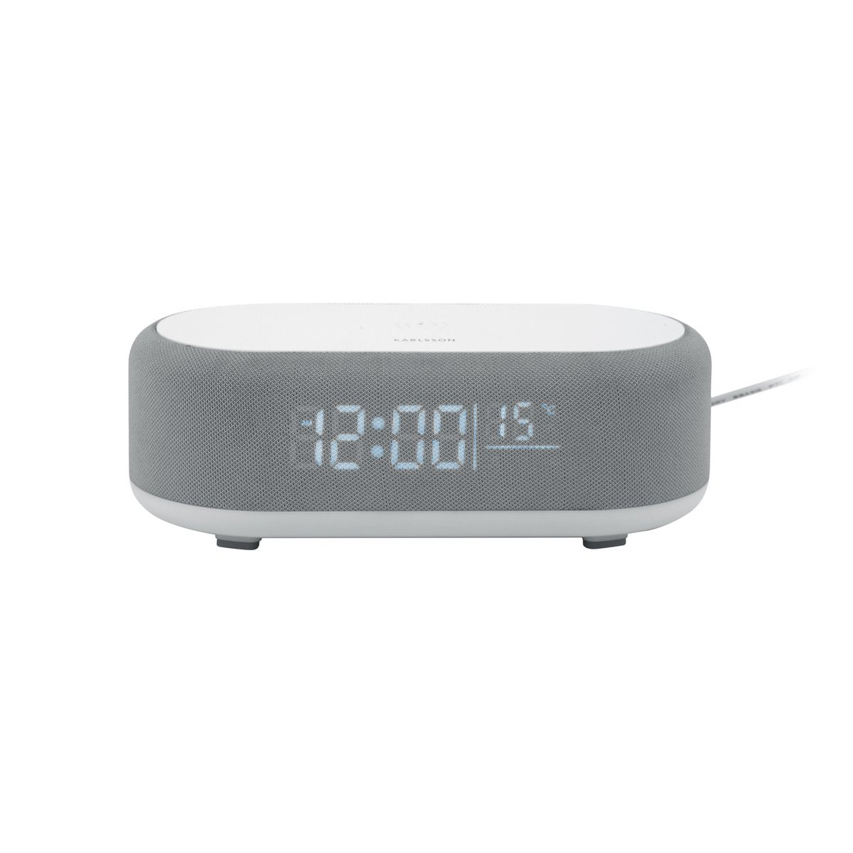 Wekker grijs met draadloze telefoonoplader en bluetooth
