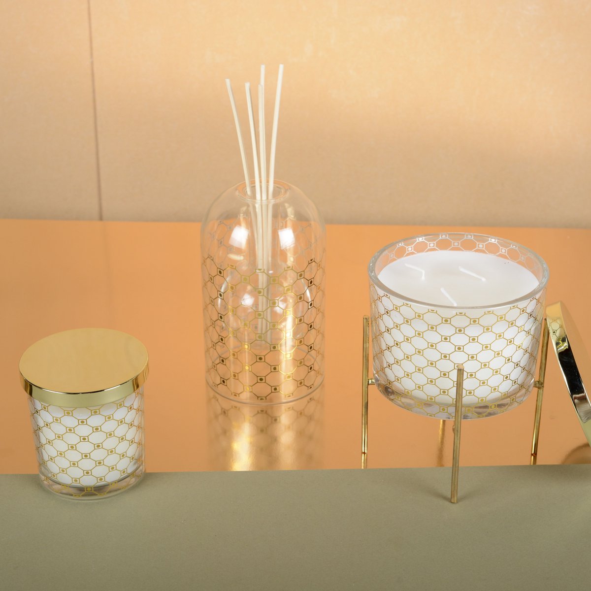 Diffuser glas goud 8,5x14 cm musk