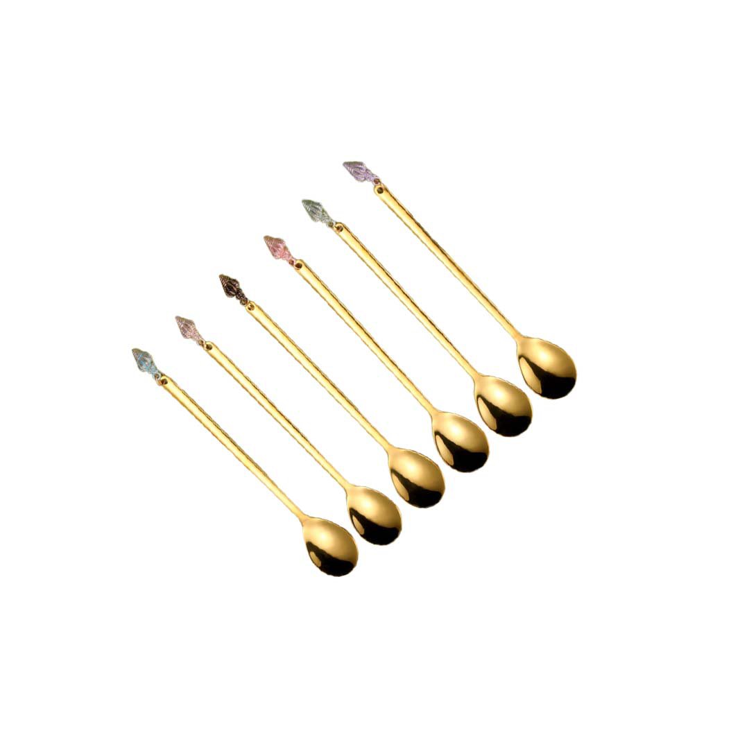 Theelepels 6 stuks goud roestvrij staal 14 cm