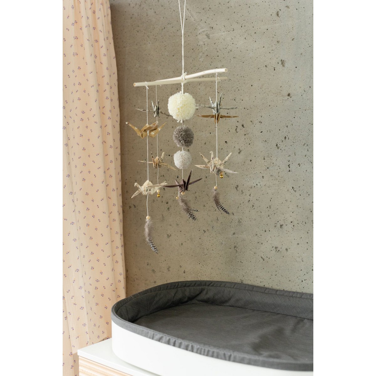 Kinder mobiel origami kraanvogels goud