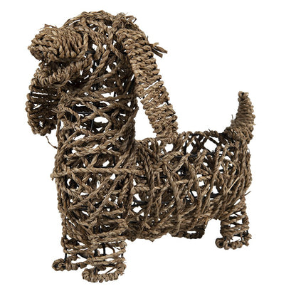 Hond beeld rotan 32x17x30 cm bruin